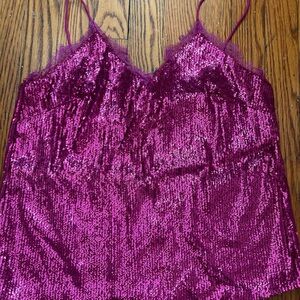 NWT Sequin Shimmery Pink Cami Top size 6